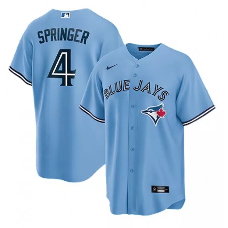 Men's Toronto Blue Jays #4 George Springer Light Blue Cool Base Stitched Jersey