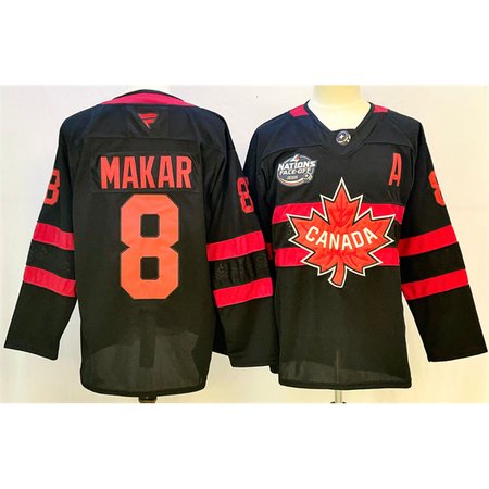 Men's Canada #8 Cale Makar Black 2025 4 Nations Face-Off Premium With A Patch Stitched Jersey