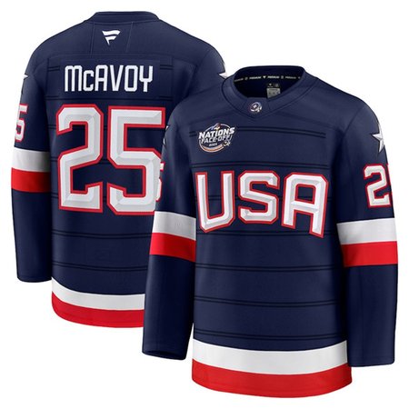 Youth USA #25 Charlie McAvoy Navy 2025 4 Nations Face-Off Stitched Jersey