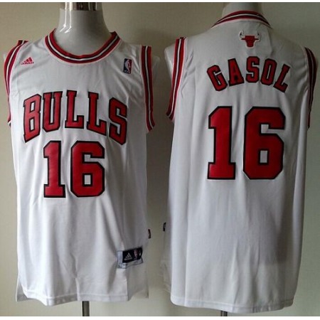 Revolution 30 Bulls #16 Pau Gasol White Stitched NBA Jersey