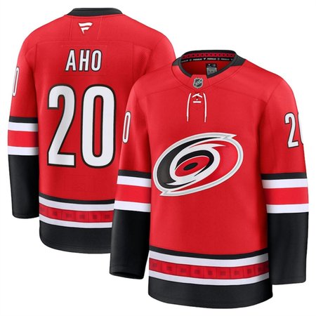 Men's Carolina Hurricanes #20 Sebastian Aho Red 2024-25 Alternate Stitched Hockey Premium Jersey