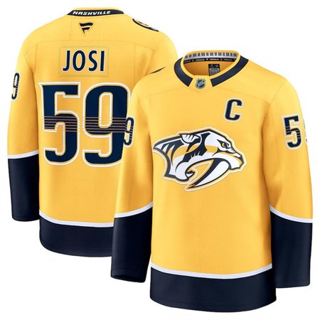Men's Nashville Predators #59 Roman Josi Gold 2024-25 Home Stitched Hockey Premium Jersey