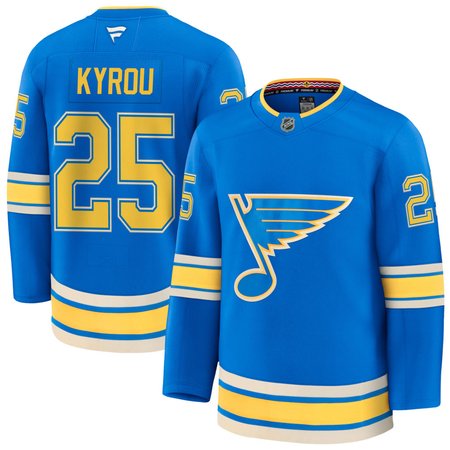 Men's St. Louis Blues #25 Jordan Kyrou Blue 2025 Stitched Hockey Premium Jersey