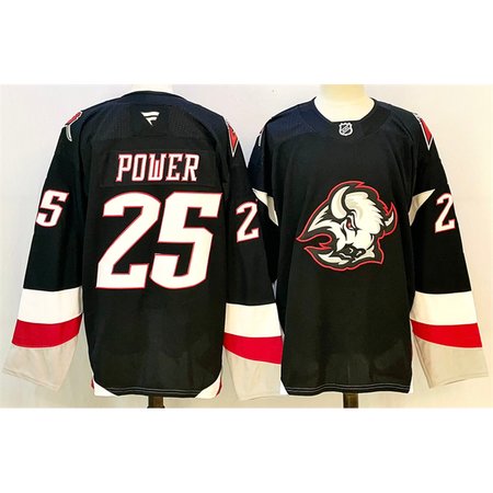 Men's Buffalo Sabres #25 Owen Power Black 2024-25 Alternate Stitched Hockey Premium Jersey