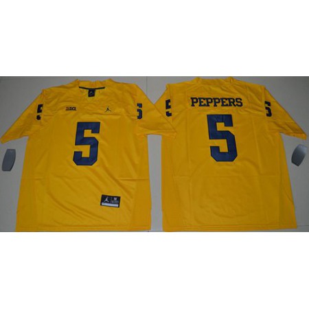 Wolverines #5 Jabrill Peppers Gold Jordan Brand Limited Stitched NCAA Jersey