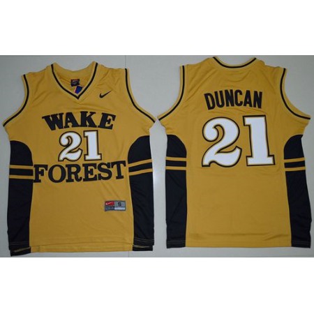 Demon Deacons #21 Tim Duncan Gold Basketball Stitched NCAA Jersey