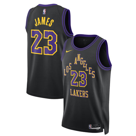 Men's Los Angeles Lakers #23 LeBron James Black 2025/26 City Edition Swingman Jersey