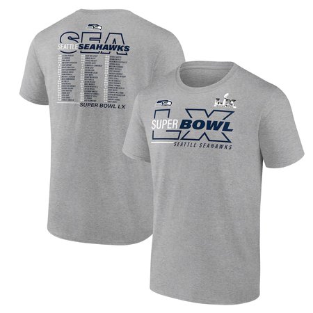 Men's Seattle Seahawks Heather Gray Super Bowl LX Roster T-Shirt