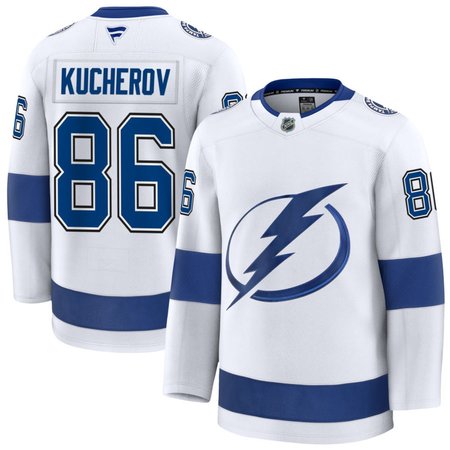 Men's Tampa Bay Lightning #86 Nikita Kucherov White Away Premium Jersey