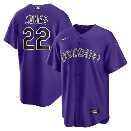 Men's Colorado Rockies #22 Nolan Jones Nike Purple Alternate Replica Jersey