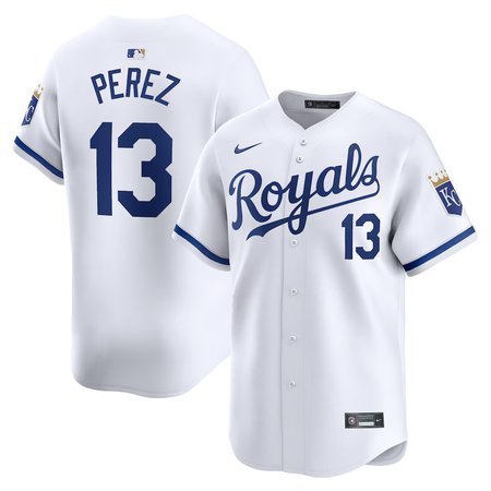 Men's Kansas City Royals #13 Salvador Perez Nike White Home Limited Player Jersey