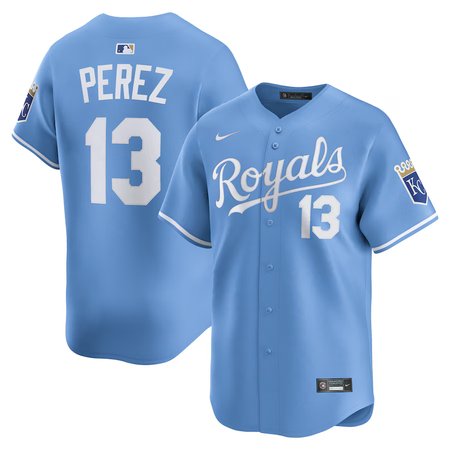 Men's Kansas City Royals #13 Salvador Perez Nike Light Blue Alternate Limited Player Jersey