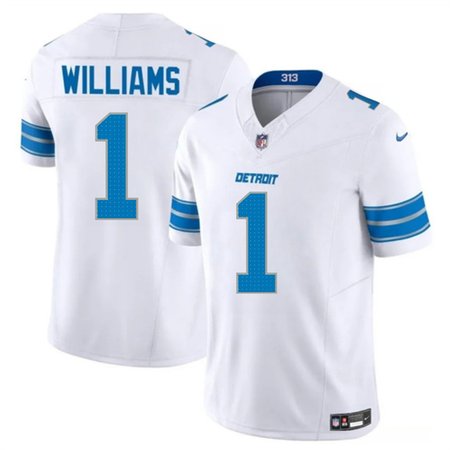 Youth Detroit Lions #1 Jameson Williams White 2025 F.U.S.E. Vapor Limited Stitched Jersey