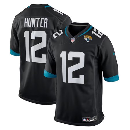 Men's Jacksonville Jaguars #12 Travis Hunter Nike Black 2025 NFL Draft First Round Pick Alternate Game Player Jersey