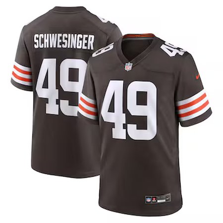 Men's Cleveland Browns #00 Carson Schwesinger Nike Brown 2025 NFL Draft Game Jersey