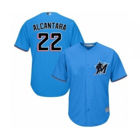 Youth Miami Marlins #22 Sandy Alcantara Authentic Blue Alternate 1 Cool Base Baseball Jersey