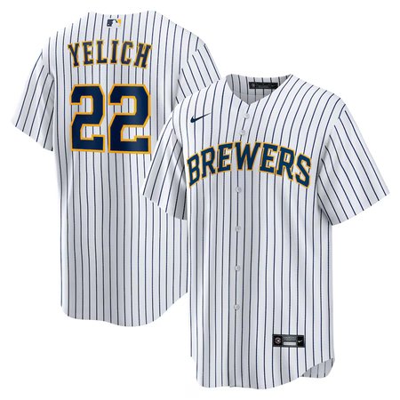 Men's Milwaukee Brewers #22 Christian Yelich Nike White Alternate Replica Player Jersey