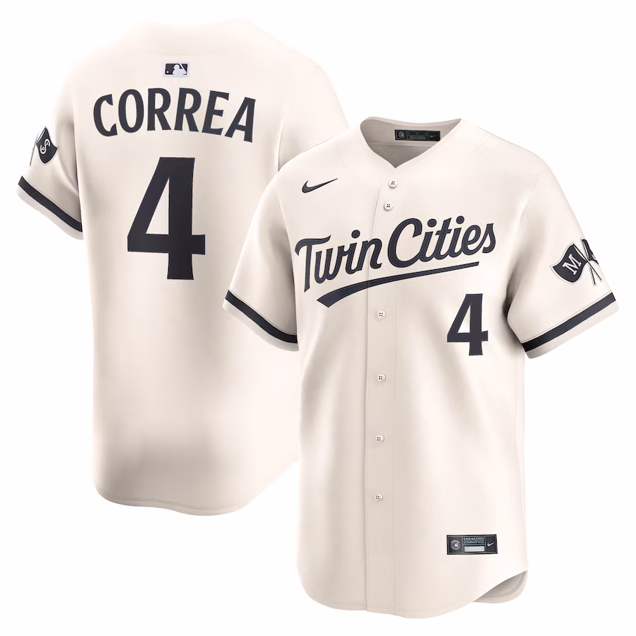 Men's Minnesota Twins #4 Carlos Correa Nike Cream Alternate Limited Player Jersey