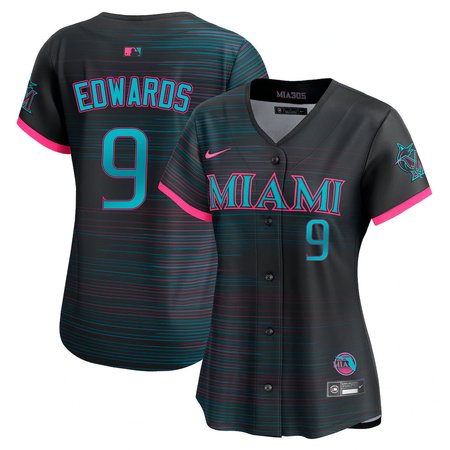 Women's Miami Marlins #9 Xavier Edwards Nike Black 2025 City Connect Limited Jersey