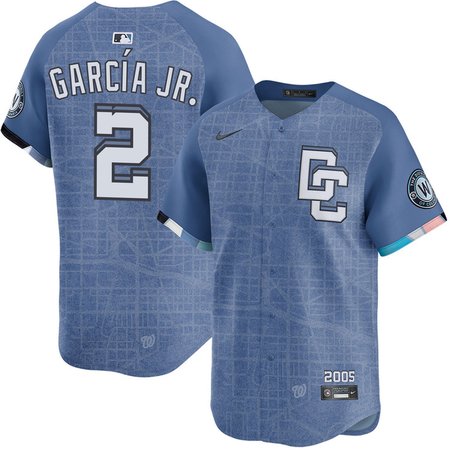 Men's Washington Nationals #2 Luis Garcia Nike Blue 2025 City Connect Limited Jersey