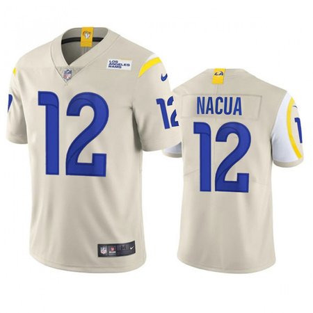 Men's Los Angeles Rams #12 Puka Nacua Nike Bone Vapor F.U.S.E. Limited Player Jersey