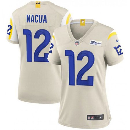 Women's Los Angeles Rams #12 Puka Nacua Nike Bone Vapor F.U.S.E. Limited Player Jersey