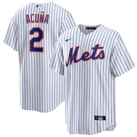 Men's New York Mets #2 Luisangel Acuna White Cool Base Stitched Jersey