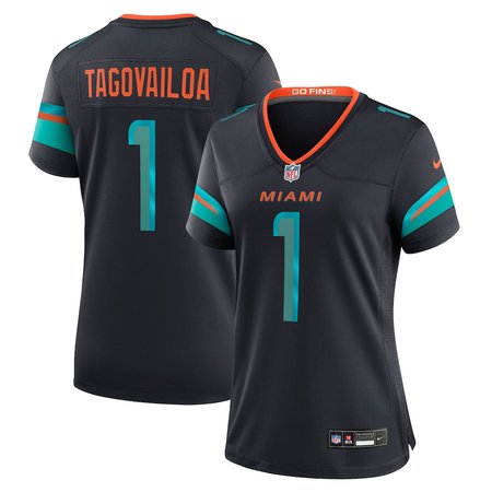 Women's Miami Dolphins #1 Tua Tagovailoa Black Rivalries Collection Game Jersey