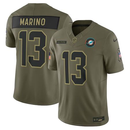 Men's Miami Dolphins #13 Dan Marino Nike Olive 2025 Salute to Service Retired Limited Jersey