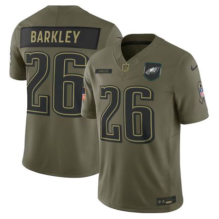 Men's Philadelphia Eagles #26 Saquon Barkley Nike Olive 2025 Salute to Service Limited Jersey