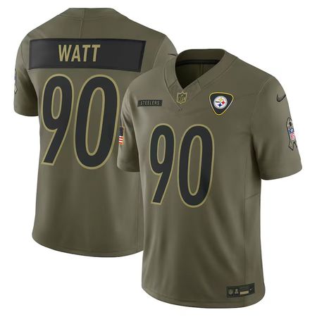Youth Pittsburgh Steelers #90 T.J. Watt Nike Olive 2025 Salute to Service Limited Jersey
