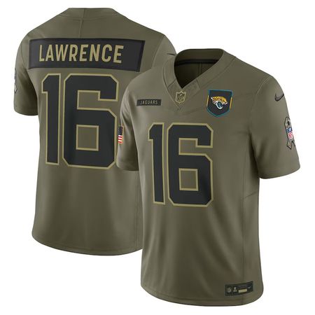Youth Jacksonville Jaguars #16 Trevor Lawrence Nike Olive 2025 Salute to Service Limited Jersey