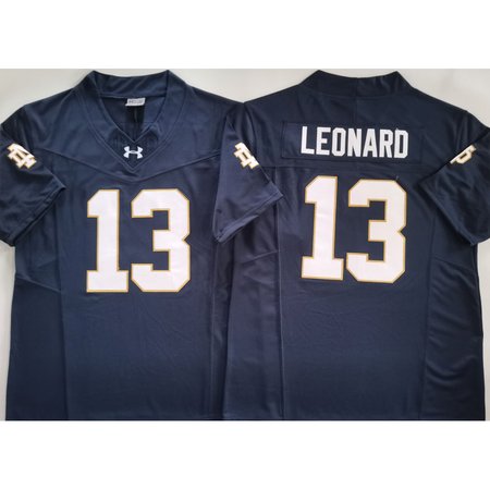 Men's Notre Dame Fighting Irish #13 Riley Leonard Navy Stitched Jersey