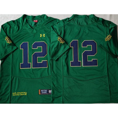 Men's Notre Dame Fighting Irish #12 Ian Book Green Stitched Jersey