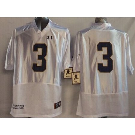 Men's Notre Dame Fighting Irish #3 Joe Montana White Stitched Jersey