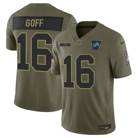 Youth's Detroit Lions #16 Jared Goff Nike Olive 2025 Salute to Service Retired Limited Jersey