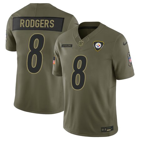 Youth's Pittsburgh Steelers #8 Aaron Rodgers Nike Olive 2025 Salute to Service Retired Limited Jersey