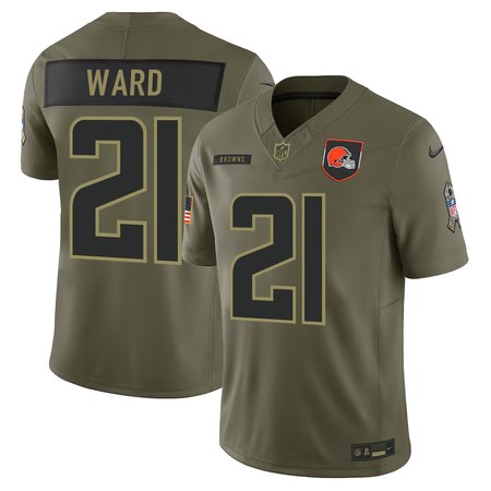 Youth's Cleveland Browns #21 Denzel Ward Nike Olive 2025 Salute to Service Retired Limited Jersey