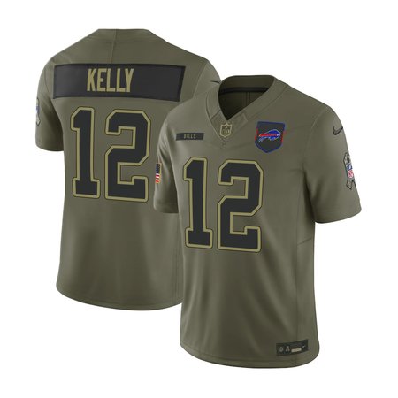 Men's Buffalo Bills #12 Jim Kelly Nike Olive 2025 Salute to Service Retired Limited Jersey