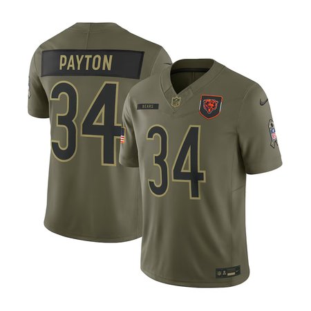 Men's Chicago Bears #34 Walter Payton Nike Olive 2025 Salute to Service Retired Limited Jersey