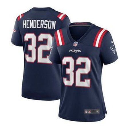 Women's New England Patriots #32 TreVeyon Henderson Nike Navy 2025 NFL Draft Game Jersey