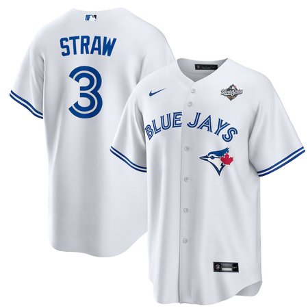 Youth Toronto Blue Jays #3 Myles Straw Nike 2025 World Series White Home Replica Jersey