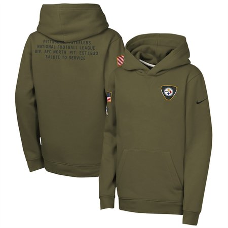 Youth Pittsburgh Steelers Olive 2025 Salute to Service Club Fleece Hoodie