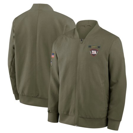 Men's New York Giants Nike Olive 2025 Salute to Service Sideline Full-Zip Bomber Jacket