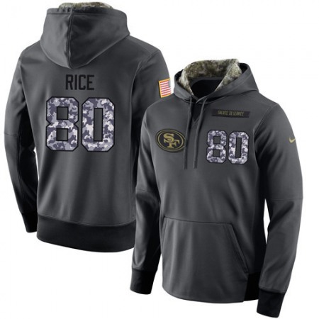 NFL Men's San Francisco 49ers #80 Jerry Rice Stitched Black Anthracite Salute to Service Player Performance Hoodie