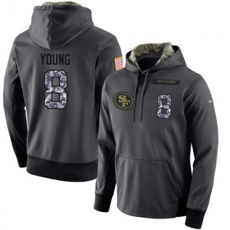 NFL Men's San Francisco 49ers #8 Steve Young Stitched Black Anthracite Salute to Service Player Performance Hoodie