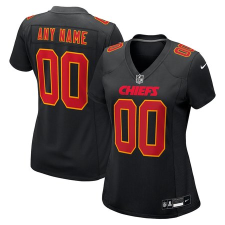 Women's Kansas City Chiefs Custom Carbon Black Fashion Game Jersey
